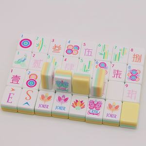 Jeu de Mahjong américain de luxe pour 4 joueurs, tuiles de Mahjong faites à <span class=keywords><strong>la</strong></span> main, thème fleurs jaunes, collection pour <span class=keywords><strong>la</strong></span> maison, coffret cadeau - Product Image 6