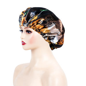 الأفريقي يترك الحرير الأغطية قابل للتعديل شريط مرن بونيه للنساء مخصص عكسها مزدوجة طبقة بونيه مع شعار - Product Image 4