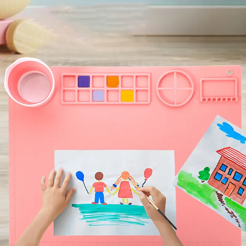 BPA Free Silicone Baby Paint Mat Baby Painting Tool Easy Clean Children Art Painting Mat