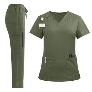 Conjunto de Uniformes Médicos de Pierna Recta con Logotipo Personalizado al por Mayor, Más Vendido, Elástico en 4 Direcciones, Transpirable, para Enfermeras y Salones de Belleza - Product Image 2