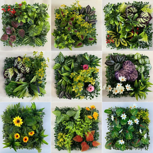 Panneaux muraux de haie artificielle en herbe verte mixte 50x50cm en gros, plante verticale tropicale de type fougère pour la décoration de paysages d'hôtels et de mariages - Product Image 2