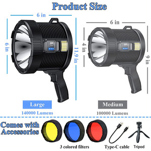 Linterna recargable con trípode 6 modos IPX7 impermeable Led foco de mano al aire libre alto brillante reflector Solar - Product Image 2