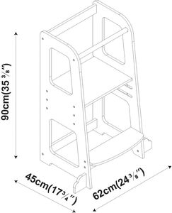 Bois Step up Tabouret D'apprentissage Aide De La Mère Enfants Cuisine Step Tabouret Apprentissage Multi-Purpose Réglable Toddler Standing Tower - Product Image 3