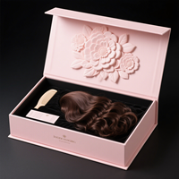 Boîte cadeau de luxe personnalisée avec logo, double porte et ruban, en carton ISO 9001, à couvercle rabattable, pour emballage de perruques, boîtes rigides pour petites séries