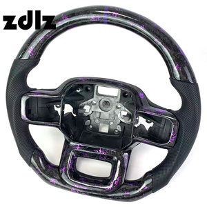Volant en fibre de carbone forgé en poudre violette en cuir perforé personnalisé pour Ford <span class=keywords><strong>Raptor</strong></span> F150 2019 - Product Image 3
