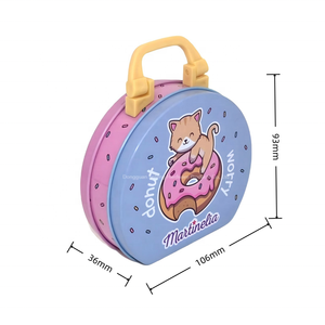 <b>Tin</b> Box With Plastic Handle & Lock Custom Cartoon Printed Metal <b>Tin</b> Case for Donut Candy Cookie Snack Gift Packaging - Product Image 2