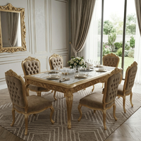 Ensemble de coiffeuse de luxe en bois et marbre doré de style français pour suite nuptiale de complexe hôtelier |   Miroir de courtoisie pliable sur mesure |   FF&E commercial OEM