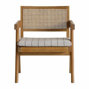 Fauteuil de salle à manger moderne de luxe, chaise de lecture pour salon, fauteuil lounge en bois massif et rotin naturel - Product Image 2