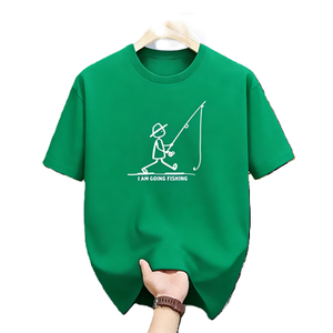 Camiseta - 100% Algodón 180g, Diseño Gráfico de Figura de Palo 'Voy a Pescar', Camiseta Divertida para Pescadores, Aficionados a la Pesca, Humor, Talla Grande - Product Image 1