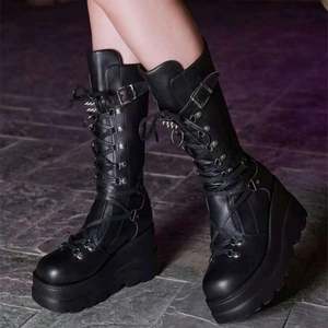 Personalização De Fábrica De Couro Botas De Salto Curto Mulheres Senhoras Booes Altas Mulher Sapatos - Product Image 5