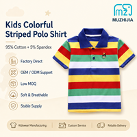 Polo rayé coloré pour enfants, haut d'été respirant en coton pour tout-petits garçons, vêtements personnalisés OEM sous marque privée