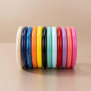 Bracelet en résine coloré de haute qualité, classique, rond, tendance, simple, ensemble de bijoux pour femmes et filles - Product Image 3