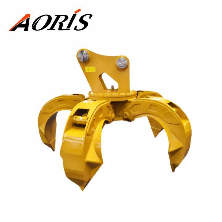 Excavator Attachment Hydraulic Metal Scraps Grapple Bucket Orange Staples Claw Grab