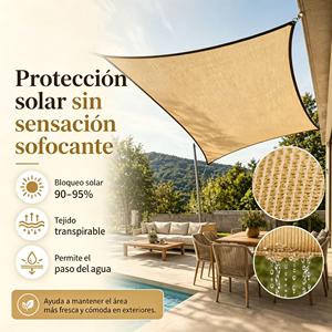 LUFICEGO Tenda Parasole Triangolare in HDPE Tessuto Stabilizzato ai Raggi UV per Esterni con Bordi Rinforzati e Set di Corde - Product Image 5