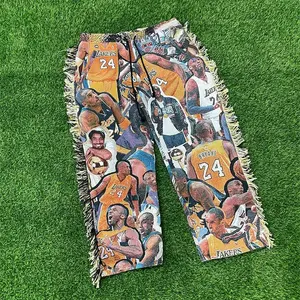 Sỉ Quần Đi Đường Phố Quần Thảm Thêu Tùy Chỉnh Quần Thảm Nam Ngoại Cỡ Và Quần Dài Dệt Chăn - Product Image 1