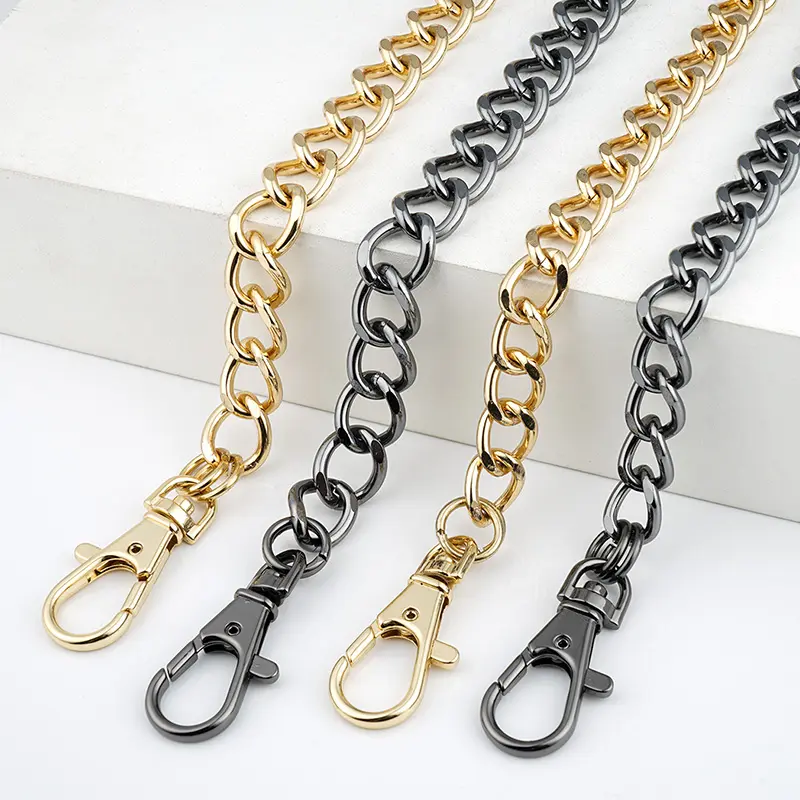 Handbag Hardware Accessories Big Heavy Metal Chain Adjustable Ladies Hand Bag Parts Accessories Gold Color Chain with Snap Hook