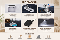 Machine à coudre domestique UFR-818, appareil ménager pour travaux manuels, avec couture de précision, couture sans tracas, idéale pour la maison et le bureau