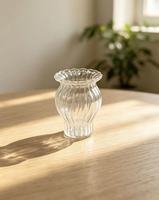 Ensemble de mini-vases à fleurs en verre transparent côtelé, petits vases décoratifs en verre pour table, centre de table pour mariage, vente en gros
