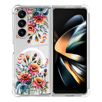 Étui de téléphone magnétique transparent à motif de fleurs de carnation pour Samsung Galaxy Z Fold 8 Ultra, antichoc, transparent, en TPU et PC, personnalisable