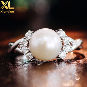 Fine Jewelry Custom Real Sold 18k Gold Freshwater Pearl Inlay Wedding Engagement <b>Couple</b> <b>Ring</b> Moissanite <b>Ring</b> Ladies' Day Gift - Product Image 5