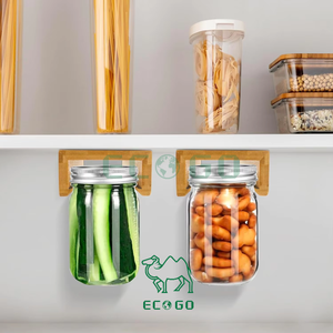 Organizador de tarros colgantes de bambú, 2 uds., soporte para tarros de conservas debajo del armario de la cocina, estante de almacenamiento, clasificador de cocina, ahorro de espacio - Product Image 3