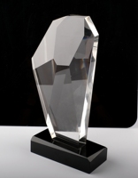 Trophées en verre cristal transparent poli, écologiques, vierges, en gros, à prix abordable, avec gravure personnalisée de logo et image, et coffret cadeau