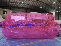 Personnalisé Durable 0.8mm PVC Transparent Rose Double Canapé Chaise Durable Publicité Gonflables