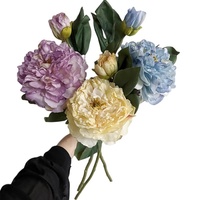 Grandes pivoines artificielles luxueuses, style peinture à l'huile vintage, pour la décoration de salon, accessoires photo