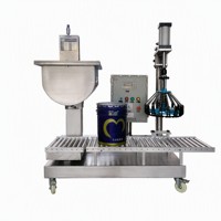 Équipement automatique de remplissage et de bouchage de peinture avec convoyeur à rouleaux, machine de remplissage de seaux pour peinture, revêtements et matériaux liquides