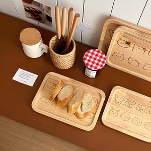 Bandeja de madera Yuanjin, diseño de dibujos animados con estampado de animales, rectangular, para mesa de comedor, bandejas decorativas de estilo moderno - Product Image 2