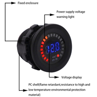 GUHANG DC 0-12V LED Tampilan Warna Digital Voltmeter Meter Panel Tegangan Kelas Akurasi 0.5 Bersertifikat CE RoHS 10A untuk Mobil