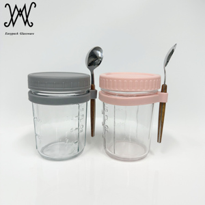 Conteneur <span class=keywords><strong>d</strong></span>'<span class=keywords><strong>avoine</strong></span> de nuit bocaux Mason 10oz <span class=keywords><strong>yaourt</strong></span> <span class=keywords><strong>avoine</strong></span> verre mise en conserve avec couvercles <span class=keywords><strong>et</strong></span> cuillère pour petit <span class=keywords><strong>d</strong></span>éjeuner portable - Product Image 1