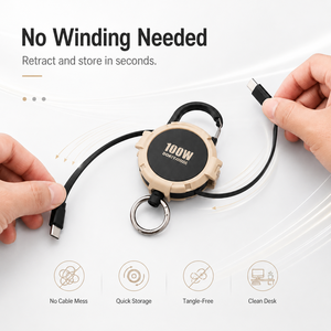 Câble USB C rétractable E-Marker 100W PD pour une charge haute puissance stable - Product Image 1