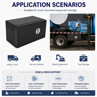 Boîte à outils pour camion en acier au carbone 36"x18"x18" avec porte rabattable, revêtement en poudre noire, rangement verrouillable pour remorque, pick-up, camions de travail