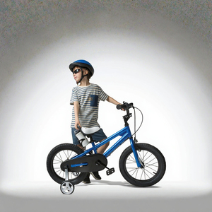 จักรยาน BMX สีน้ำเงิน ขนาด 12 นิ้ว สำหรับเด็ก โครงเหล็ก จักรยานความเร็วเดียว พร้อมล้อช่วย ปรับเบาะได้ สำหรับขี่กลางแจ้ง - Product Image 2
