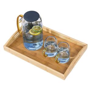Plateau de service rectangulaire en bambou et bois sculpté, plateau portable pour le thé, le pain et les pâtisseries, style moderne et simple - Product Image 5