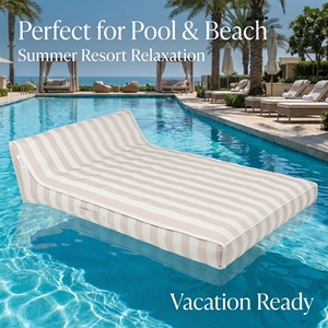 Lit de <span class=keywords><strong>piscine</strong></span> gonflable style resort pour adultes, transat flottant rayé recouvert de tissu pour la plage et la <span class=keywords><strong>piscine</strong></span> - Product Image 2