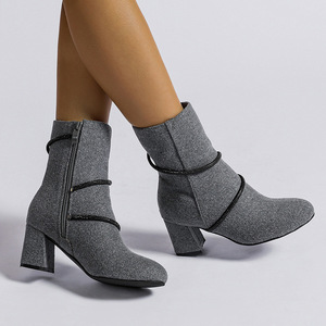 Bottines pour femmes à talons hauts, nouvelle collection automne-hiver 2023, talon épais, <span class=keywords><strong>bottes</strong></span> tendance - Product Image 4