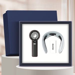 Customized Logo Color Customization Enterprise Customization Handmade UV Printed Paper Fan+Neck Massage Device Set Gift Set - Product Image 2