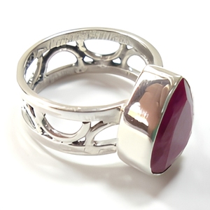 Red Quartz 925 Sterling Silver Handmade Statement Ring Vintage Openwork Design Red Gemstone Jewelry Wholesale - Product Image 1