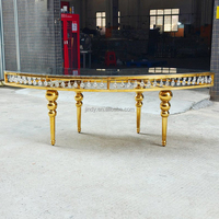 Nouvelle conception de table de mariage de luxe en acier inoxydable doré, table de la mariée, table de la mariée et du marié
