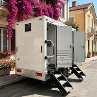 Remorque de toilettes mobiles de luxe pour extérieur, toilettes publiques portables, remorque de toilettes commerciales portables avec climatiseur