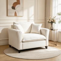 Fauteuil d'appoint moderne rembourré avec assise large en mousse et pieds en bois pour salon et chambre à coucher