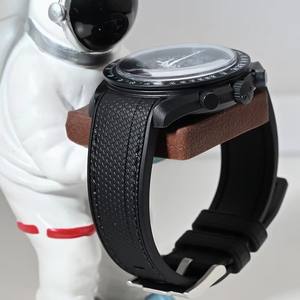 Bracelet de montre en caoutchouc tissé à extrémités courbes avec surpiqûres pour Omega X <span class=keywords><strong>Swatch</strong></span> Speedmaster <span class=keywords><strong>Moonswatch</strong></span> 20 mm - Product Image 3