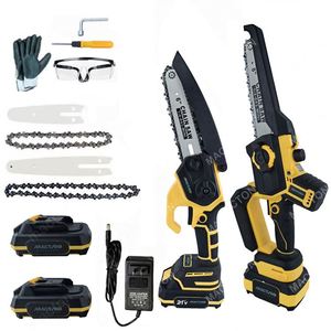 6 Inch Mini Portable Lithium Battery Chain Saw 21V Rechargeable Cordless Handheld Chainsaw Tree Pruning Wood Cutting <b>Tools</b> - Product Image 1