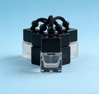 Diffuseur de parfum pour voiture en verre noir dégradé classique avec bouchon en bois noir personnalisé, vide, pour huile essentielle