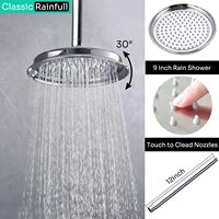 Ensemble de douche vintage 1 poignée avec pommeau de pluie 9 pouces à fixation au plafond, bec de baignoire cascade, douchette à main et inverseur 3 voies