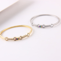 Faceins Haute Qualité Conception Personnalisée Plaqué Or Pavage Zircon Manchette Bracelet Bracelets Pour Cadeaux D'affaires