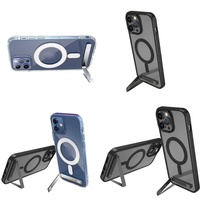 Casing Magnetik Transparan dengan Holder untuk iPhone 15 14 13 12 Plus 11 16 Pro Max 17 Air, Sublimasi untuk Cover iPhone