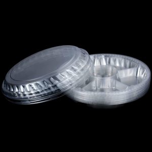 ภาชนะใส่อาหารใสเกรดอาหารถาดพลาสติกกลมแบ่งเสิร์ฟพร้อมฝาปิดกล่องบรรจุภัณฑ์สลัดพลาสติกพร้อมฝาปิด - Product Image 5